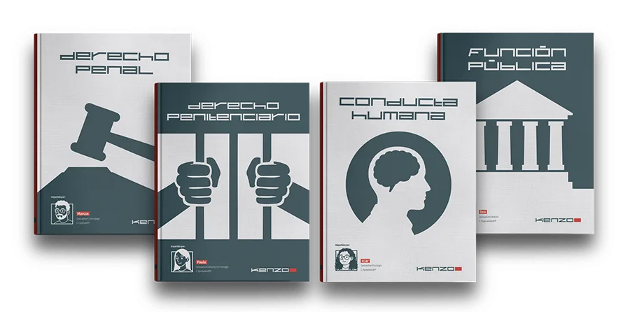 Los cuatro libros del temario de oposiciones a Instituciones Penitenciarias de KENZO Academia